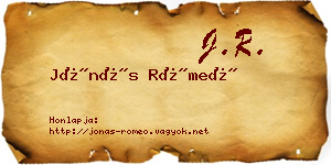 Jónás Rómeó névjegykártya